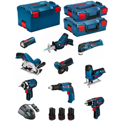 BOSCH Kit 12V BMK9-28AD3 (GSR 12V-15+GTB 12V-11+GDR 12V-105+GWS 12V-76+GST 12V-70+GKS 12V-26+GOP 12V-28+GSA 12V-14+GLI 12V-80)