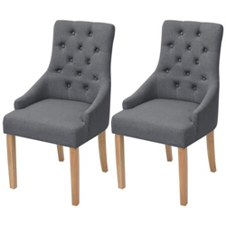 2 Pz Sedie Sala Da Pranzo Stoffa Grigio Scuro Legno Di Quercia en oferta