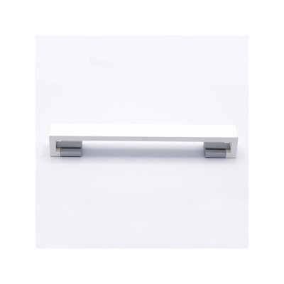 Maniglia laccata bianca con inserti effetto vetro satinato 205x24x28mm - 037B Omega