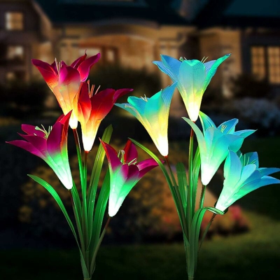 Outdoor Solar Garden Lights 8 Lily Flower Multicolor Cambiare LED Solar Stake Lights Giardino, patio, giardino, (blu e viola) - Langray
