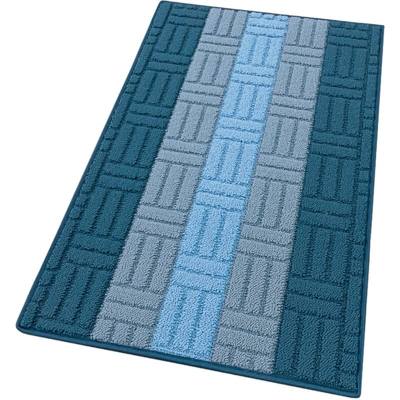 Tappeto Cucina Tessitura 3D Blu 100% Made in Italy Bordato Assorbente Antiscivolo In Varie misure - 50x100 cm