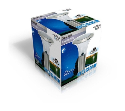 Bakaji - Lampada da giardino a energia solare 1 LED da terra alta 42 cm in acciaio inox