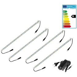 ECD Germany 4 x 1m LED Striscia Sottopiano 60LED/m 5050 SMD 12V Bianco Caldo 3000K 638 Lumen Nastro Impermeabile con Adattatore Alimentazione 12V precio