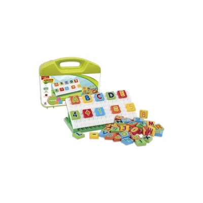 Set Valigetta Di Mattoncini Costruzioni Con Numeri e Lettere 54 Pezzi Bambini