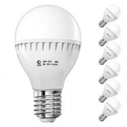 ECD Germany 6 x Lampadina Faretto a LED E27 5W Bianco Freddo 220-240V 335 Lumen 6000K Lampadine LED Decorative Lampada da Tavolo a Risparmio características