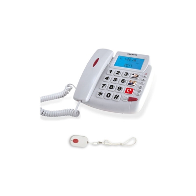 New PHF-BILLY-204 SOS Telefono analogico/DECT Bianco Identificatore di chiamata - Majestic