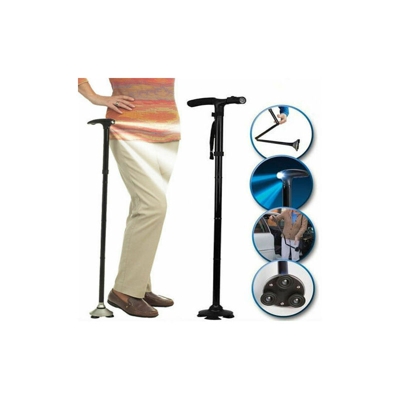 Exsensa - BASTONE MAGIC CANE DA PASSEGGIO PIEGHEVOLE CON TORCIA LED INCORPORATA TREKKING
