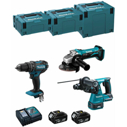 MAKITA Kit MSM3M2 18V (DHR242 + DGA452 + DHP482 + 2 x 4,0 Ah + DC18RC + MAKPAC 2 + MAKPAC 3 + MAKPAC 4) características