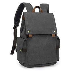TAK Zaino viaggio vintage in Uomo Donna porta pc 15.4 pollici USB multifunzione vintage zaino Lavoro per Casual Scuola Viaggio Gris características