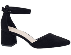Greatonu - Scarpe da lavoro da donna, in camoscio nero, punta alla caviglia, con cinturino alla caviglia, taglia 5 UK/38 EU características
