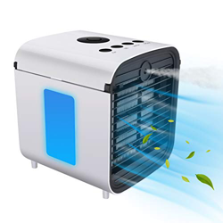 Mini Condizionatore Portatile,Hisome 4 IN 1 Personale Cooler Ventilatore Evaporativo Refrigeratore D'aria Umidificatore Purificatore Diffusore di Arom precio