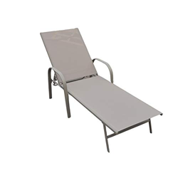 Lettino prendisole, con schienale reclinabile e modulabile in 5 posizioni, struttura solida color sabbia, telaio in alluminio intrecciato resistente,  características