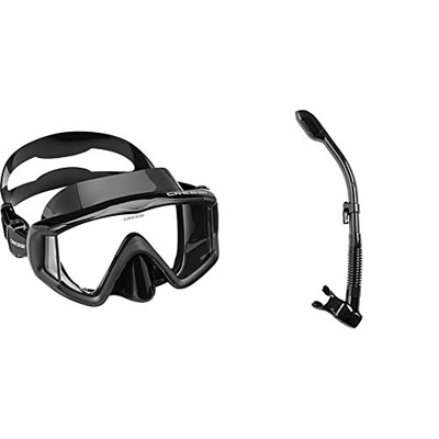 Cressi Liberty 3, Maschera per Immersioni, Apnea e Snorkeling, Disponibile in Versione Due/Tre Vetri Unisex Adulto, Nero/Nero, Taglia Unica & Dry Snor