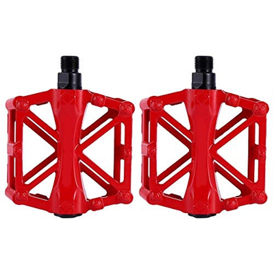 Yosoo Health Gear 1 Paio di Pedali per Bici, Pedali Piatti in Lega di Alluminio per Bici da Strada per Mountain Bike BMX MTB(Rosso)