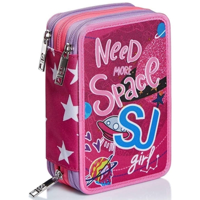 Astuccio Portapastelli Scuola 3 Zip Seven Ledtech Girl Accessoriato Giotto