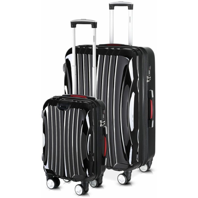 Valigie Set di 2 pezzi Ikarus M e XL Porto USB Lucchetto TSA valigia bagaglio viaggio trolley colore a scelta Nero - Negro