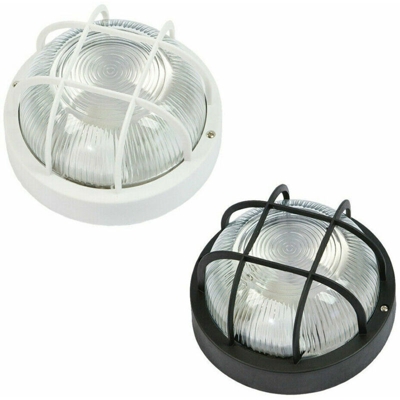 APPLIQUE DA ESTERNO VETRO LAMPADA DA PARETE SOFFITTO MURO IP44 Ø 19CM ATTACCO E27-Nero