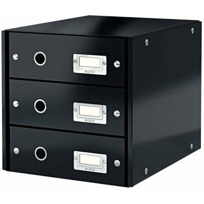 Leitz Schedario WOW Nero con 3 Cassetti