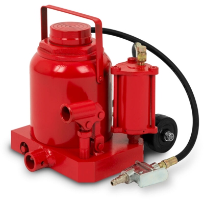 50 T Cric a bottiglia idraulico e pneumatico (405 mm Altezza di sollevamento, Altezza minima 255 mm, Valvola di sicurezza)
