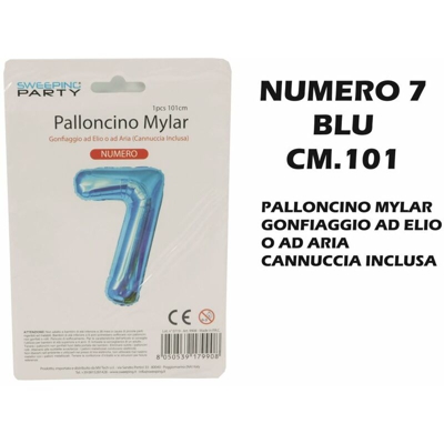 Bighouse It - PALLONCINO MYLAR CM.101 NUMERO 7 BLU