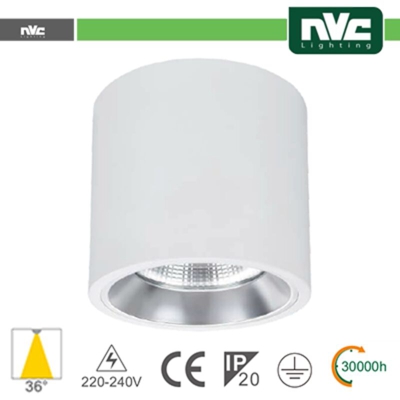 NVC - faro downlight sporgente 15 watt 220-240 volt 36° A+ CE IP20 bianco bianco naturale no tondo lif nv928515w4k36ws