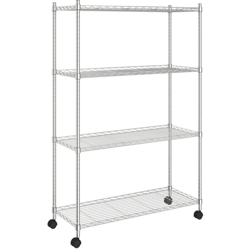 vidaXL Scaffale a 4 Livelli con Ruote 90x35x142 cm Cromato 200 kg - Argento características