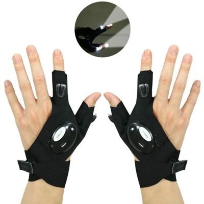 Guanti da tasca senza dita impermeabili confezione da 2, con luci a LED, senza per corsa, ciclismo, pesca, riparazione, campeggio, escursionismo,