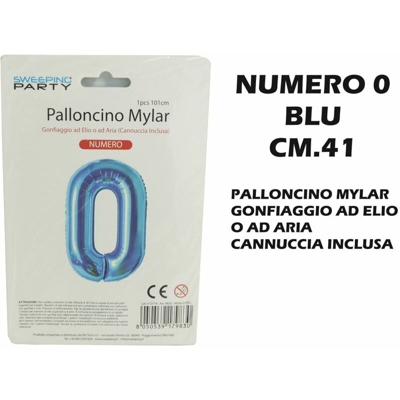 Bighouse It - PALLONCINO MYLAR CM.41 NUMERO 0 BLU