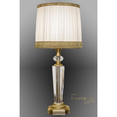 Lampada Da Tavolo Ottone/Bicchiere - ParalumeTessile [FDL-C508_ANT] (FDL-C508_ANT)