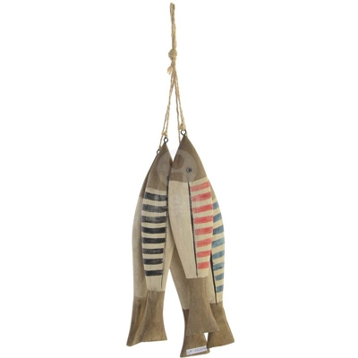Pendaglio Decorativo 5 Pesci 42X12X5 Cm In Legno Casa Accessori