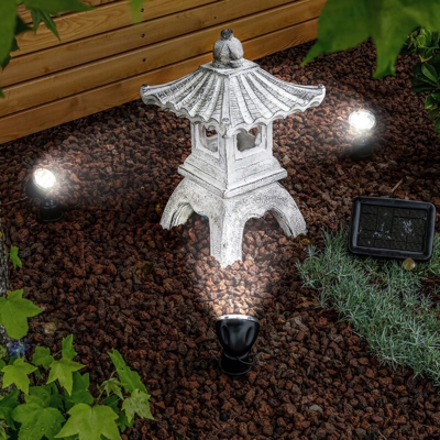 Esotec - Pagoda solare con faretto LED 6500K. Illuminazione decorativa da giardino Asia 102552
