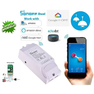 Dual R2 wi-fi smart switch 2 canali interruttore remoto elettronico - Sonoff