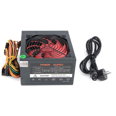 Alimentatore per computer con spina EU 650W PSU 650 Watt per Intel AMD PC 12V ATX ​​12CM Ventola silenziosa