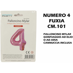 Bighouse It - PALLONCINO MYLAR CM.101 NUMERO 4 FUXIA en oferta