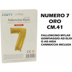 Palloncino Mylar Cm.41 Numero 7 Oro precio