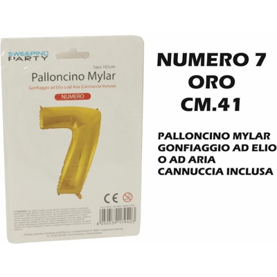 Palloncino Mylar Cm.41 Numero 7 Oro
