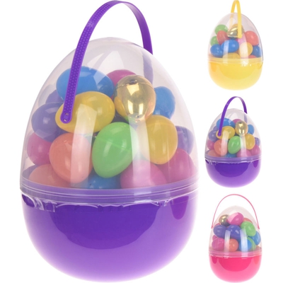Peragashop - SET UOVO CONTENITORE CON 49 OVETTI PASQUALI COLORI ASSORTITI ACCESSORI PASQUA