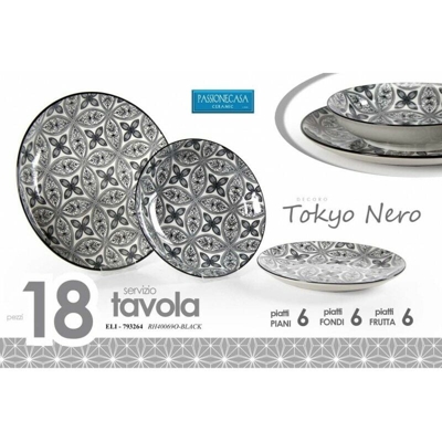 Servizio da tavola piatti tokyo nero pz 18