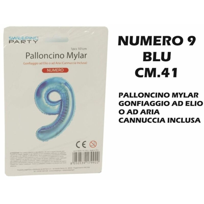 Bighouse It - PALLONCINO MYLAR CM.41 NUMERO 9 BLU
