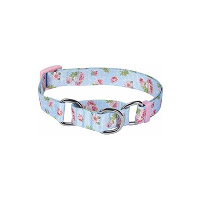 Blueberry Pet Spring Scent Inspired Rose Print Safety Training Collare Martingale Cane Collare Blu pastello grande, Heavy Duty regolabile Collari per