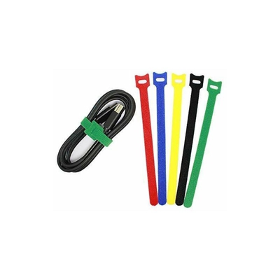 SET 6 FASCETTE IN VELCRO AUTOADESIVE COLORI MISTI 13X300 mm NYLON CAVI CAVO 596