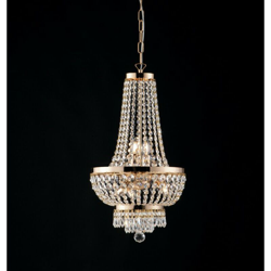 Lampadario stile impero in ferro e ottone dorato 5 luci con strass en oferta