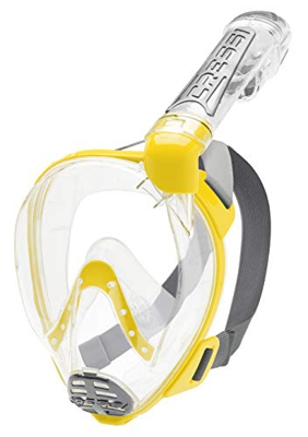 Cressi Duke, Maschera Integrale Grande Visione Snorkeling con Tubo Dry Unisex Adulto, Giallo (Clear/Yellow), M/L