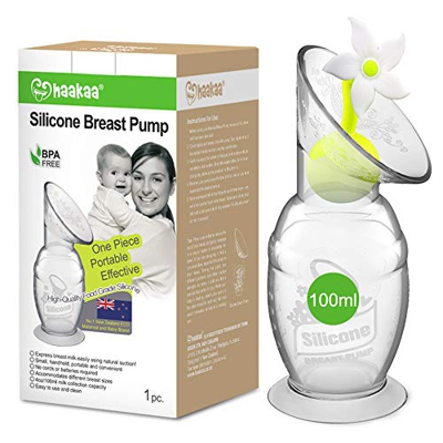 Haakaa tiralatte manuale con base a ventosa e tappo a fiore, 100% silicone per uso alimentare, senza BPA(4oz/100ml, bianco)