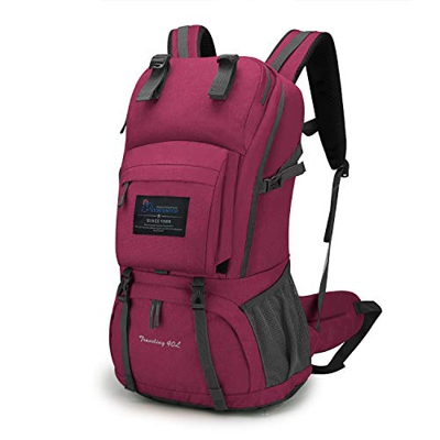 MOUNTAINTOP 40L Zaino Trekking per Donna e Uomo da Viaggio, Zaino Montagna con Copertura della Pioggia per Campeggio Escursione, Rosa Scuro