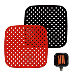 2 pezzi riutilizzabili friggitrice ad aria in silicone antiscivolo, per friggitrice ad aria, uno per rosso e nero (20,5 pollici) características