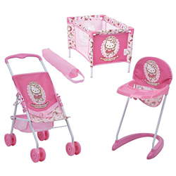 Hauck Toys for Kids Set per Bambole - Passeggino, seggiolone e Lettino da Viaggio di Hello Kitty - Rosa características
