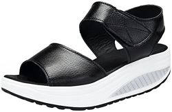 DAFENP Sandali con Zeppa Donna Estivi Comode Cuoio Platform Sandalo Eleganti Plateau Scarpe con Tacco per Camminare LX308-2-black-EU40 en oferta