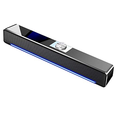 Cuasting Altoparlante Sound Bar AUX Theater Surround Soundbar con luce per PC TV Computer Home Nero