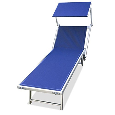 BAKAJI Lettino Prendisole Pieghevole da Mare Stabilimento Spiaggia Professionale Struttura in Alluminio 180 x 60 x40/90 cm Sdraio Mare Spiaggia Piscin